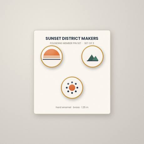 Sunset District Makers Market — Founding Member Enamel Pin Set